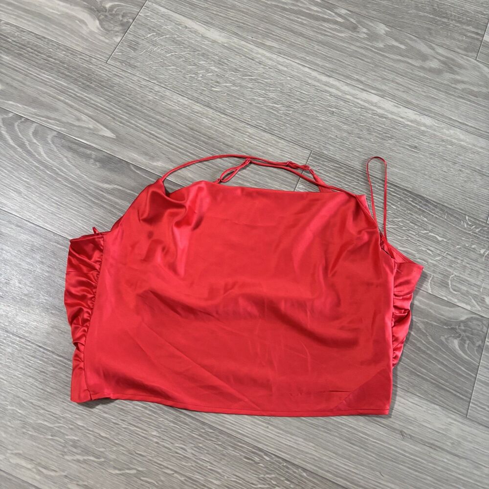 Fiestar Satin Red Open Back Blouse Size Small